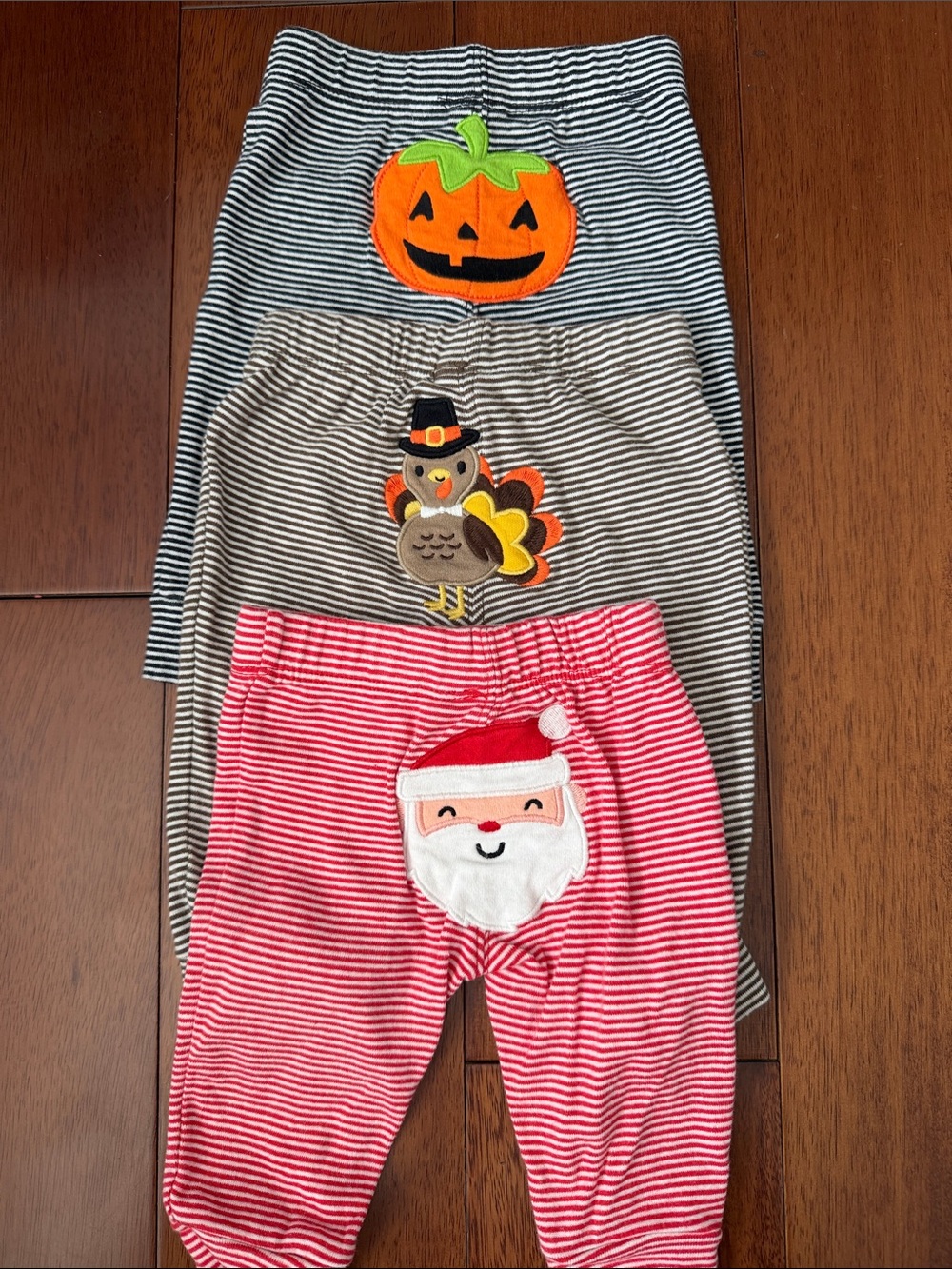 Carter’s Holiday Stripe Pants with Festive Patch- Size: 3 month